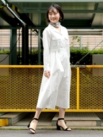 ステッチロングシャツワンピース/シロ