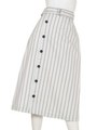 ストライプラップJ/WスリットミディSK/WHT
