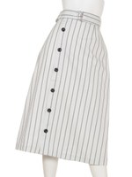ストライプラップJ/WスリットミディSK/WHT
