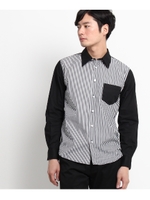 ストライプ切り替えシャツ/ブラック(219)