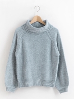 タートルネックモールニット/グレー