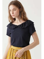 ダリア襟レースカットソー/MIDNIGHT(120)