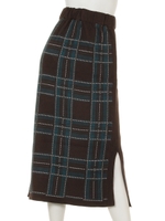 チェックパターンニットタイトSK/ブラウン