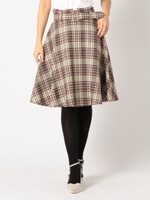 チェックフレアースカート/茶系