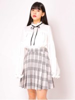 チェックプリーツSK/ベージュ