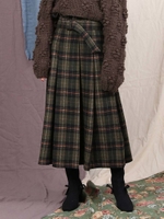 チェックベルトスカート/グリーン