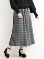 チェックマキシプリーツスカート/ブラック柄