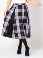 チェックレース切替スカート/紫系