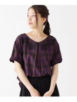 チェック刺繍ブラウス/ロイヤルパープル(282)