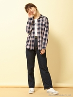 チェック柄/シャツ/コン/アカ
