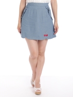 チェリー刺繍台形スカート/ブルー