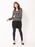 チェンジングバイカラーチュニックニット/クロモク/クロ