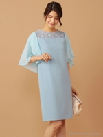 チューリップスリーブワンピース/ブルー