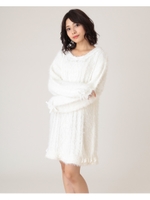 チュール衿付フェザーニットワンピース/ホワイト
