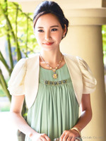 ツイストギャザースリーブボレロ(S〜XL)/ブラック