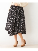 ドットフラワー イレヘムスカート/ブラック(719)