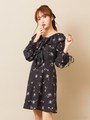 ドットフラワーワンピース/ブラック