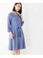 ドビーフレアーワンピース/ブルー(092)