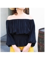 ドレープオフショルブラウス/ブラック
