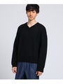 ドロップショルダーVネックプルオーバーニット [ メンズ　トップス ニット ドロップ Vネック ]/ブラック(019)