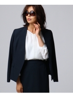 ノーカラーストレッチジャケット/ブルー系(094)