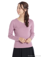 ハートネックバー付きニットプルオーバー/ピンク