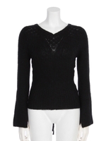 ハートネックモヘアコルセットニット/ブラック