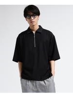 ハーフジップ ストレッチシャツ/ブラック(019)