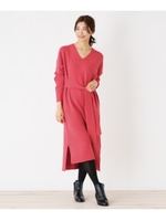 ハーフミラノロングワンピース/ピンク(072)