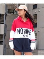 バイカラーフーディーチュニック/レッド(025)