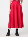 バックZIPミディスカート/RED