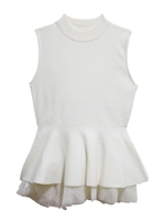 バックオープンレースペプラムニットプルオーバー/WHITE