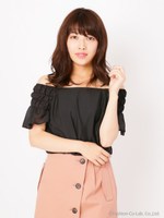 バックリボンオフショルブラウス/ブラック