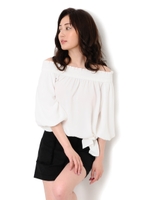 バルーンスリーブオフショルトップ/WHITE