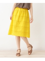 パンチング刺繍スカート/イエロー(032)