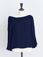 ビッグカラーブラウス/紺