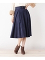 フェイクスエード釦スカート/ネイビー(093)