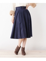 フェイクスエード釦スカート/ネイビー(093)