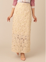 フラワーエンブロイダリーロングスカート/ベージュ