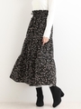フラワーティアードスカート/ブラック柄
