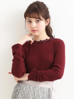 フラワーネックシアバタートップス/ボルドー
