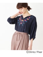 フラワー刺繍ブラウス(リメンバー・ミー)/ネイビー(093)