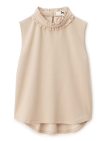 フリルスタンドカラートップス/ベージュ