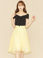 フレアオーガンジーレーススカート/イエロー