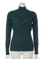 フロントツイストリブニット/グリーン