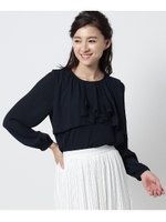 フロントフリルブラウス/ブルー系(095)