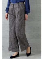 ヘリンボンワイドパンツ/ブラウン×シロ2(052)