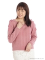 ベロアレースアップケーブルニットP/O/ピンク
