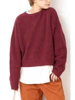 ボリュームスリーブショート丈ニット/ボルドー(070)