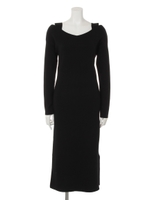 ポイントショルダーニットOP/ブラック